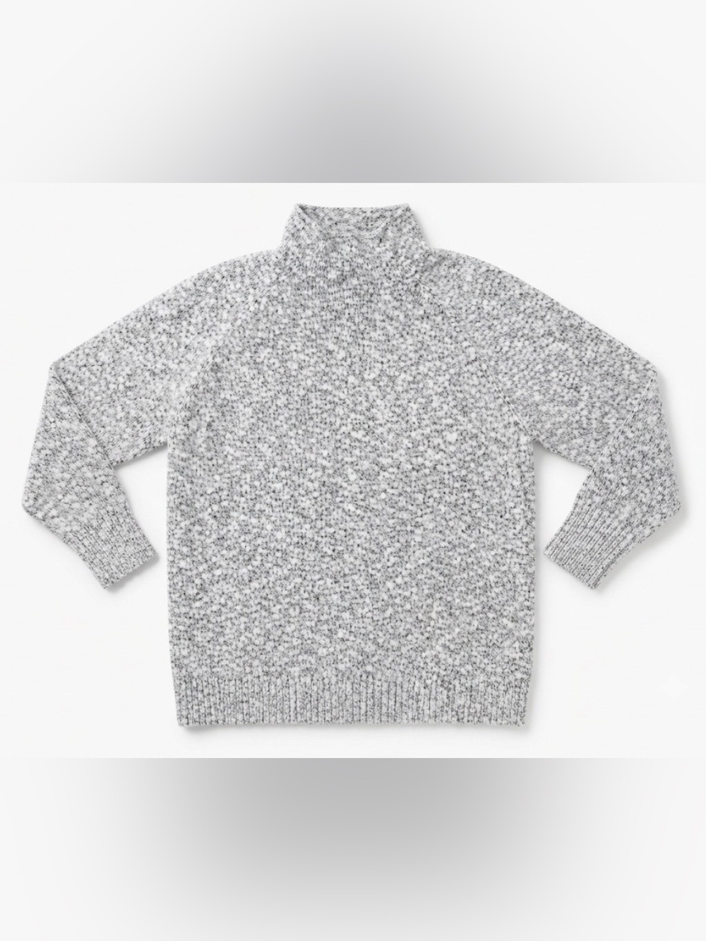L.L. Bean Women's 2X Plus Blue White Speckled Cotton Mock Neck Sweater 515188